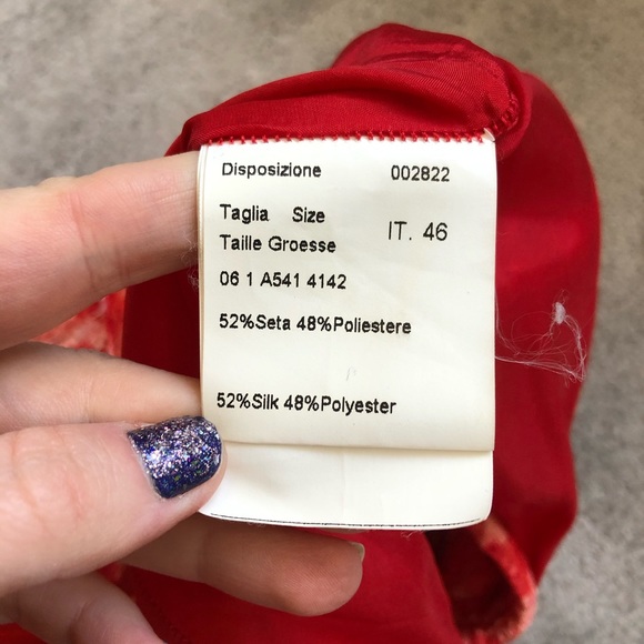 Piazza Sempione Red Crinkle Silk Burnout Dress - Picture 6 of 10